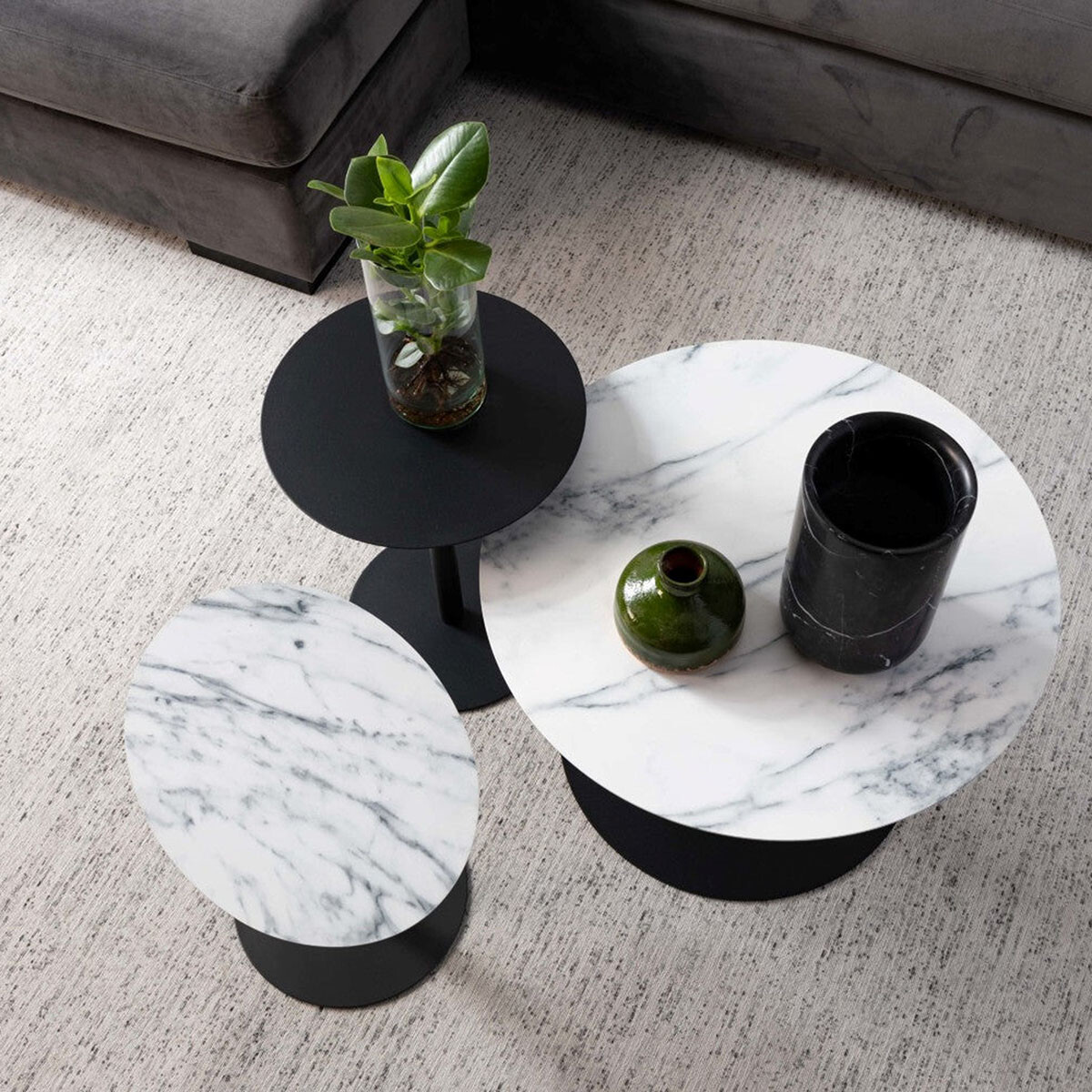 Mesa auxiliar SNOW MARBLE Blanco REDONDO/A 