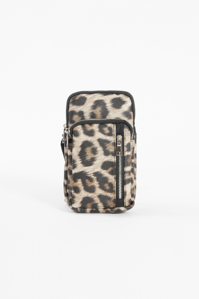 Porta celular tela cordón animal print