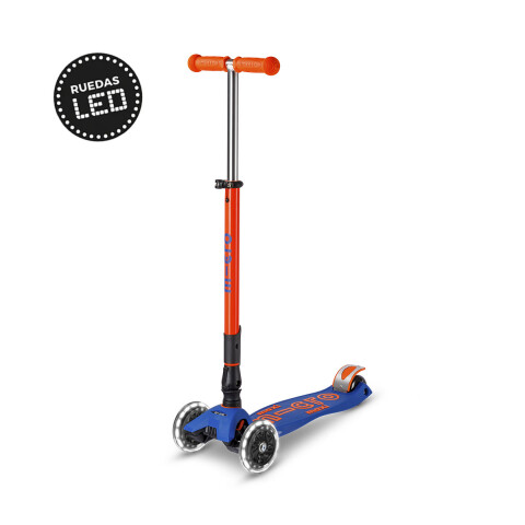 Monopatín Micro Maxi Plegable Neón LED Ajustable con 3 Ruedas NARANJA