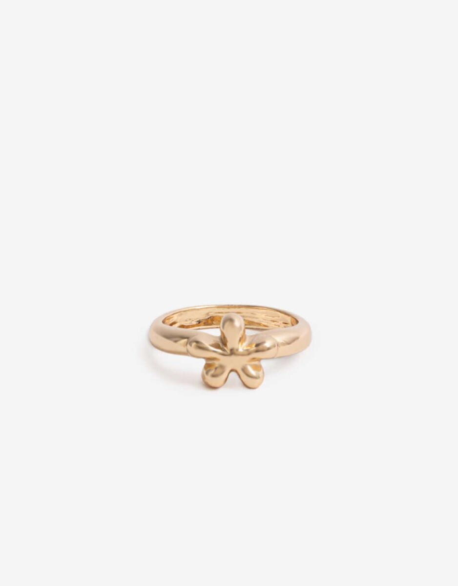 Anillo De Metal Bañado En Oro - Dorado 