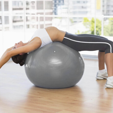 Pelota De Pilates 75cm Fitness Yoga Gym + Inflador Plateado