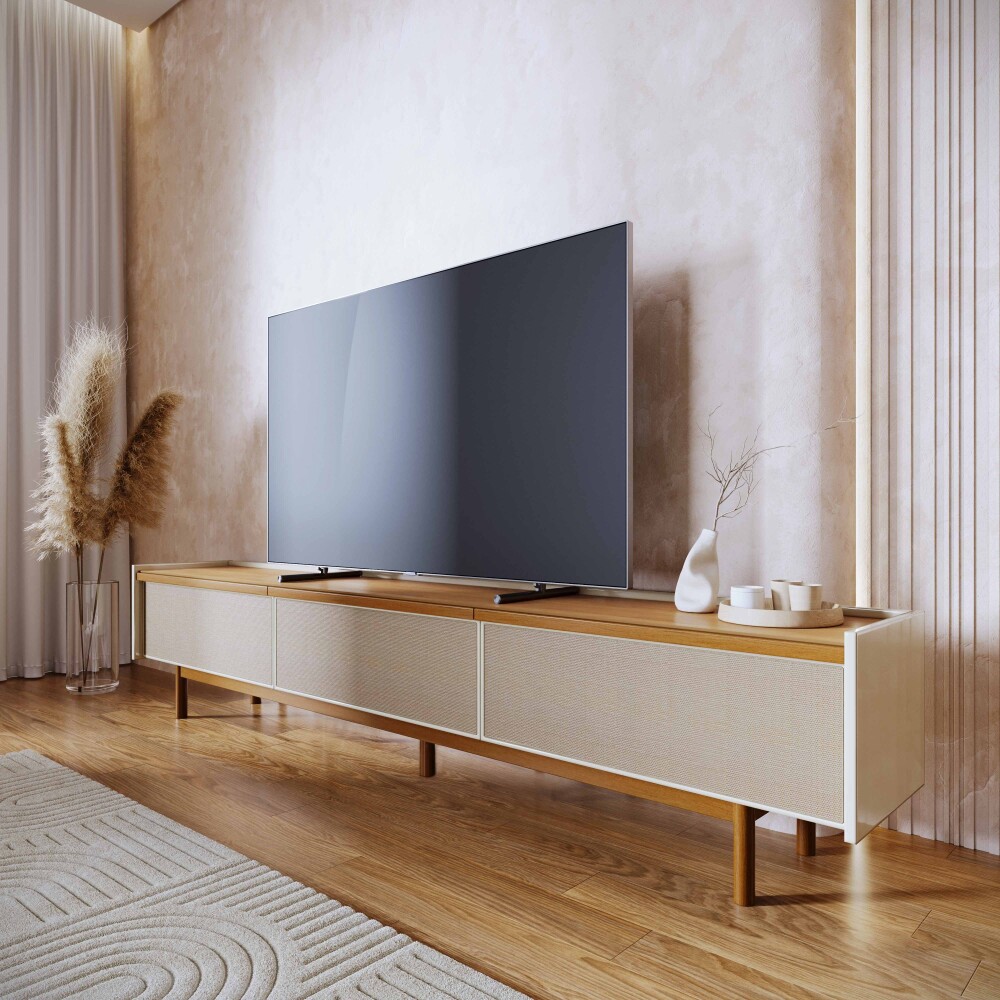 Rack para TV - Dune 2.2 - Linea Manhattan Blanco/Natural