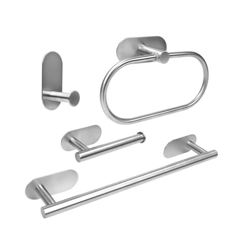 Set Accesorios De Baño Rollo Toalla Percha Juego 4 Piezas Adhesivo Acero Inoxidable Imback Color Plateado Set Accesorios De Baño Rollo Toalla Percha Juego 4 Piezas Adhesivo Acero Inoxidable Imback Color Plateado