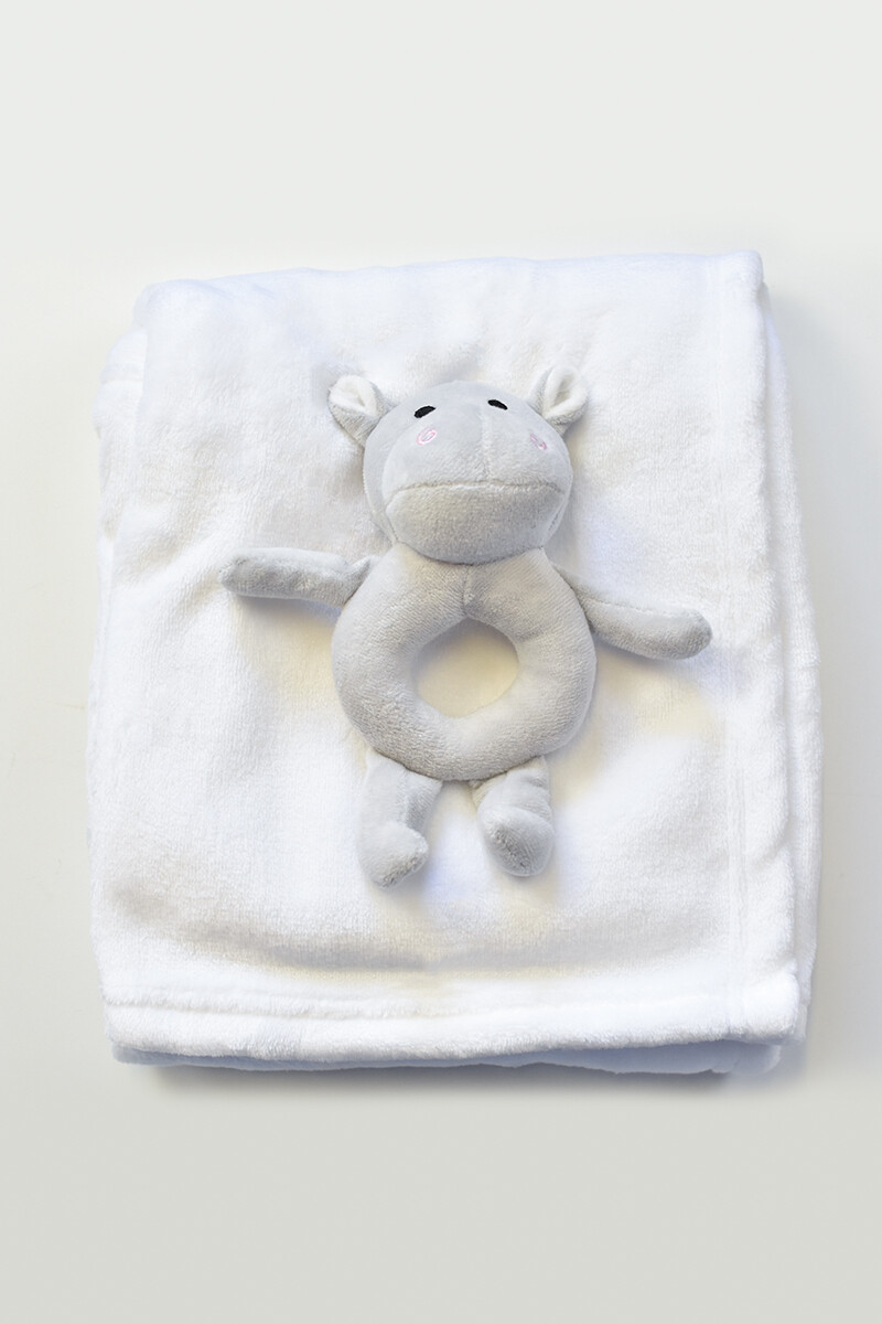 Manta lisa con peluche - de hipopótamo 