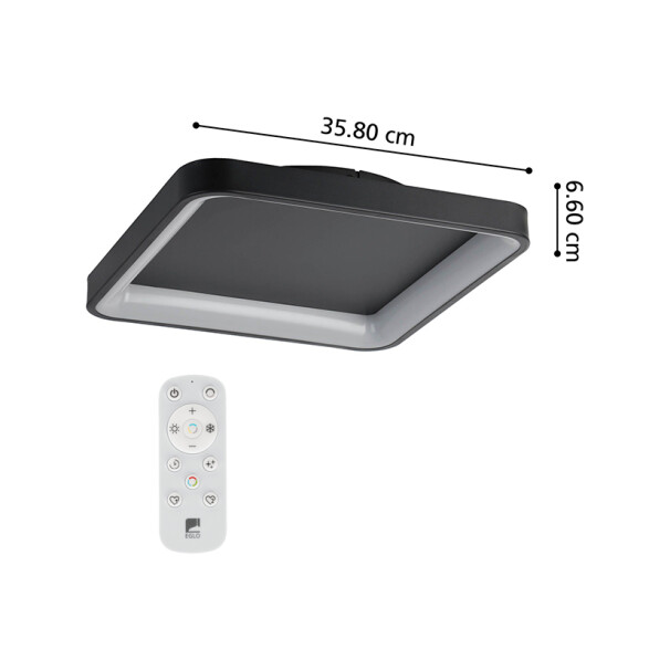 Plafón negro LED 12W blanco dinámico LORETELLO EG1228