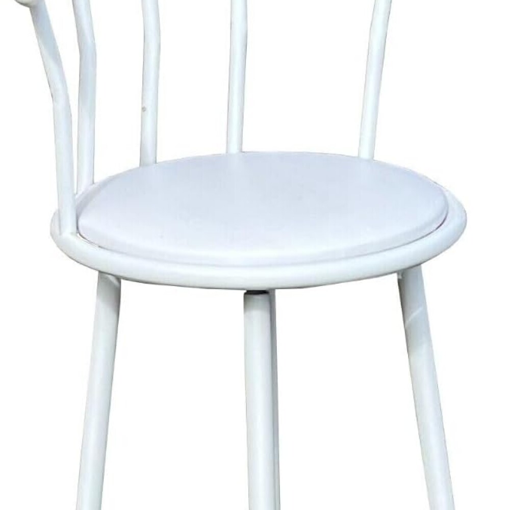 Butaca Taburete Alta De Bar Metal Asiento Acolchonado Blanco