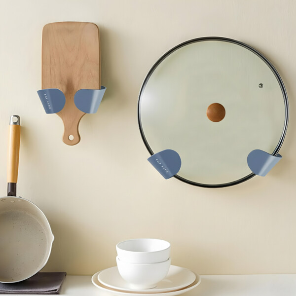 Soporte Organizador Para 2 Tapas de Olla Adhesivo Pared Color Azul