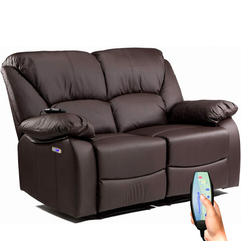 Sillón 2 Cuerpos Reclinable Con Masajeador Y Terapia De Calor, Totalmente Automatizado MARRON