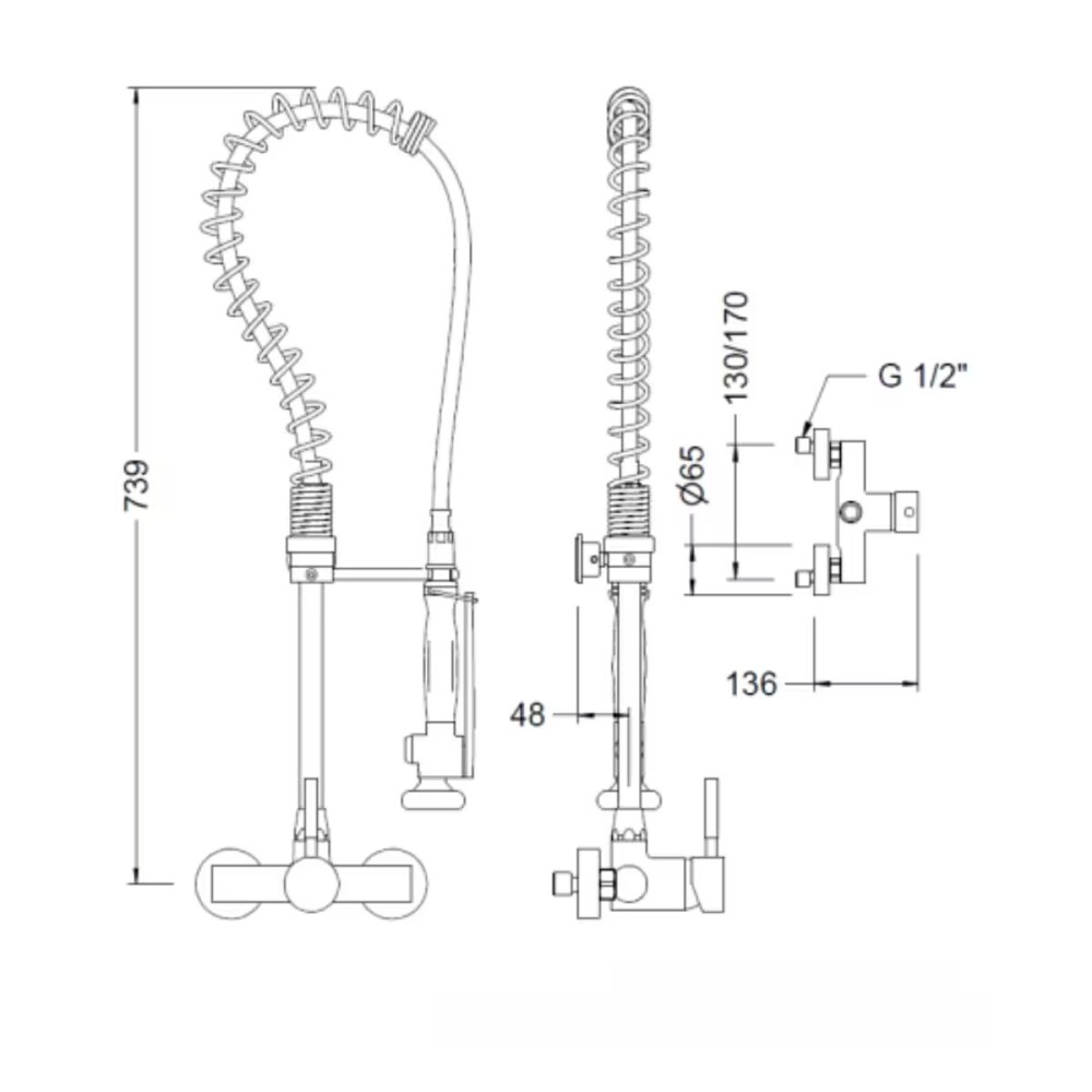 Grifería de Cocina Monocomando de pared Industrial columna Grifería De Cocina Monocomando De Pared Industrial Columna