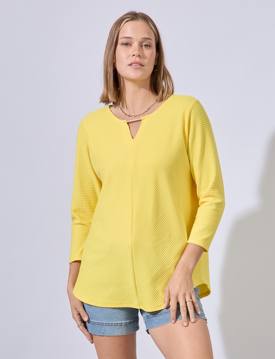 Blusa Ribs Escote Metal - Amarillo 