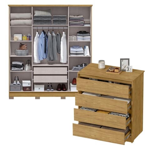 Juego de Dormitorio Ropero Monaco 4 Puertas y Comoda Carla 4 Cajones - Marrocos Juego de Dormitorio Ropero Monaco 4 Puertas y Comoda Carla 4 Cajones - Marrocos