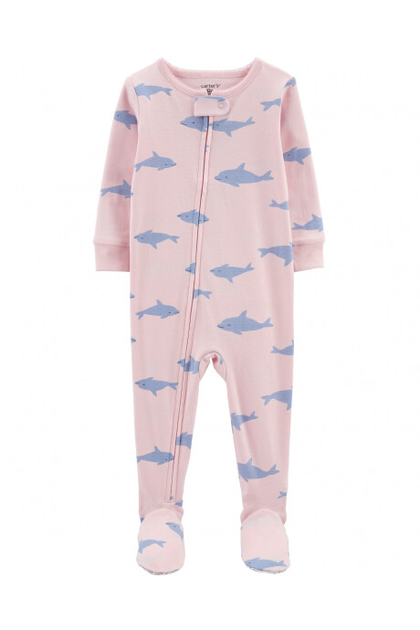 Pijama de Algodón con Cremallera de Una Pieza con Pie y Ajuste 100% Perfecto Delfines 0