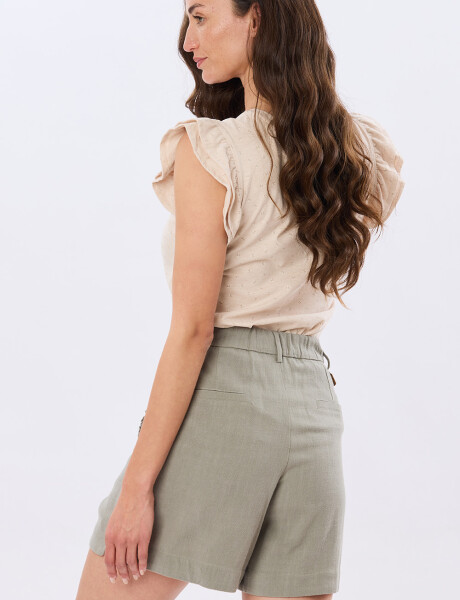SHORT DE LINO CON VOLADO Verde