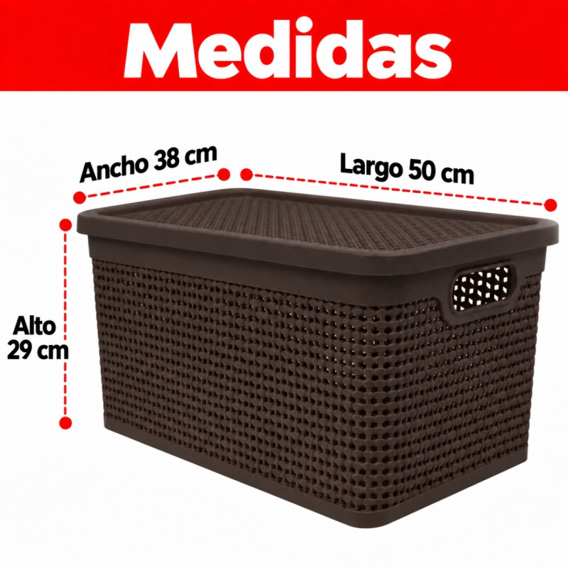 Set x2 Caja simil ratán 40 lts TABACO