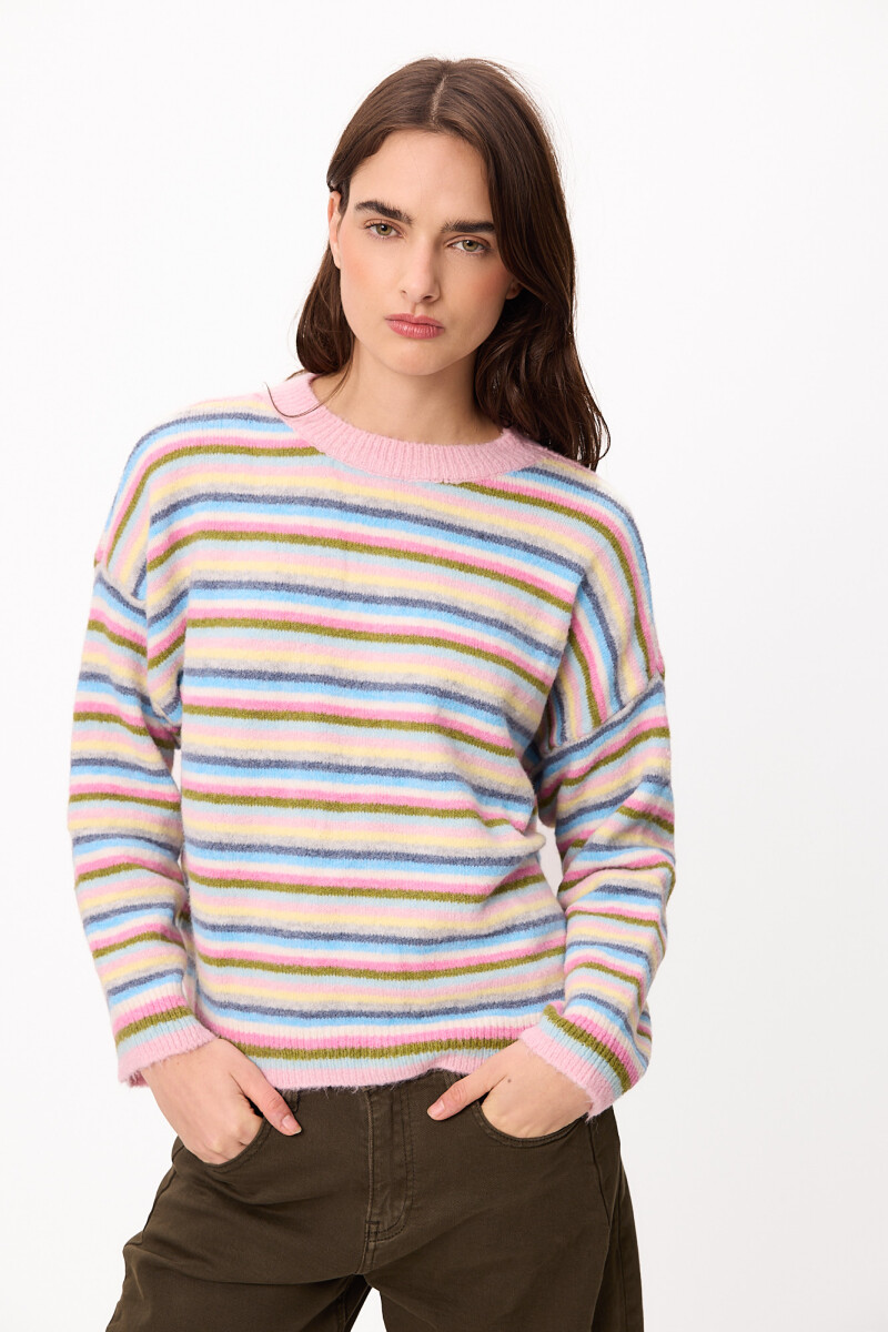 Sweater Crim Azul/Rosa