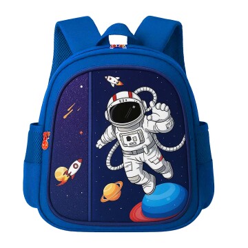 Mochila Escolar Infantil Reforzada Niños 33x24Cm Astronauta Azul Color