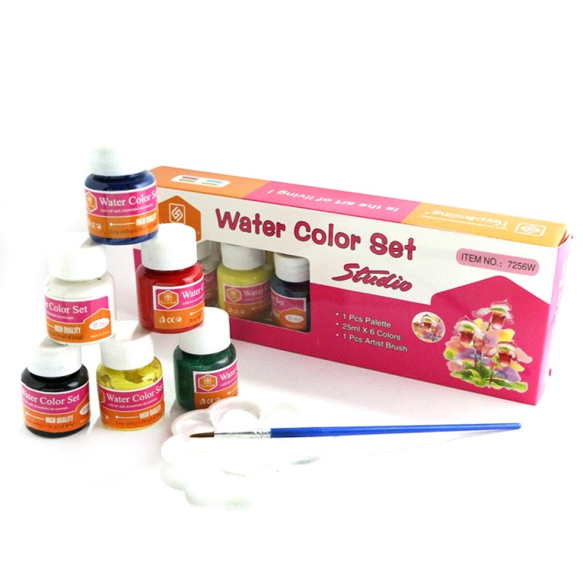 OUTLET Pintura al agua 6 colores c/ accesorios 25 ml - Outlet Pintura Al Agua 6 Colores C/ Accesorios 25 Ml 