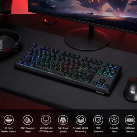 Teclado Gamer Redragon Uranus Pro K737 Black RGB Switch Red Teclado Gamer Redragon Uranus Pro K737 Black RGB Switch Red