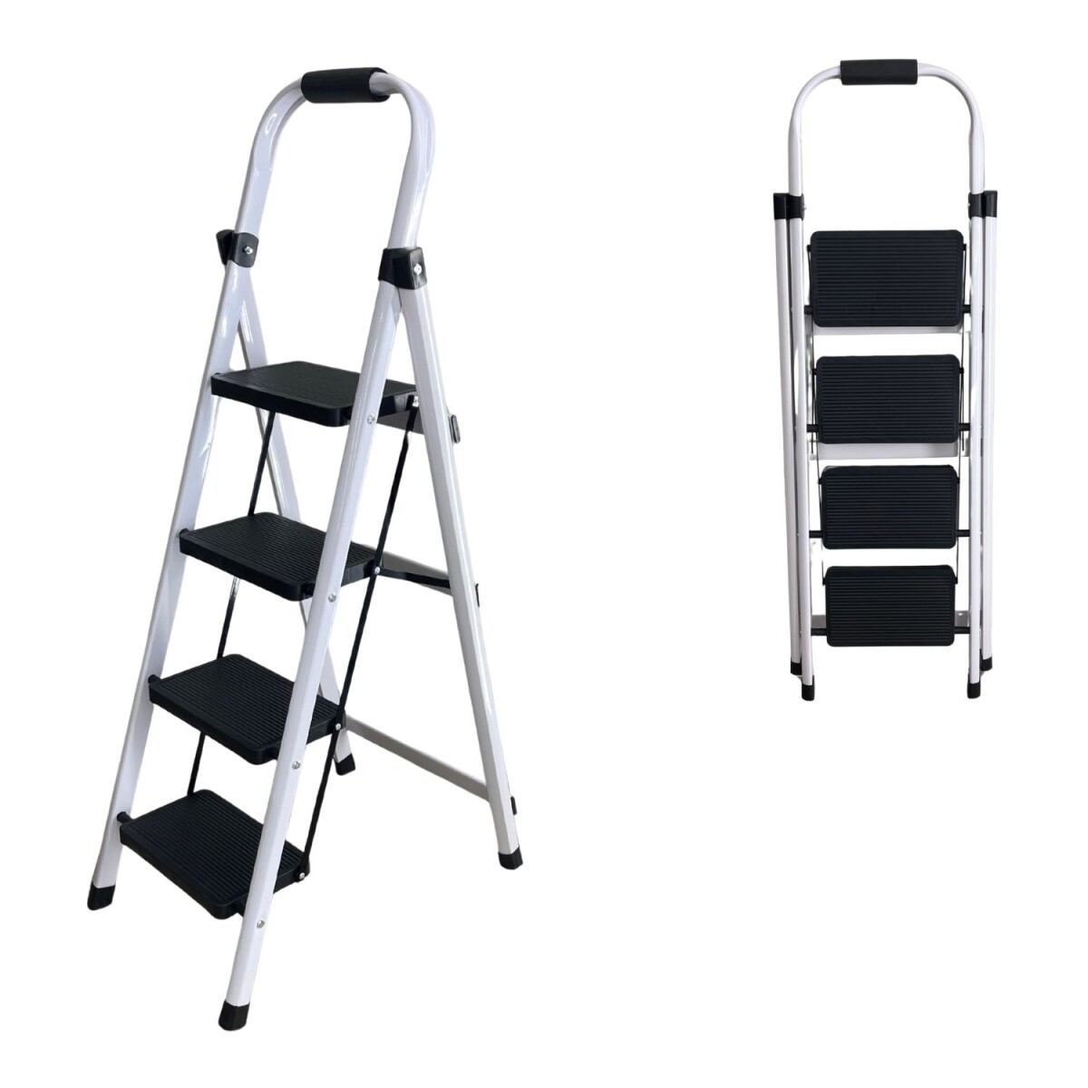 Escalera Tijera 4 Escalones De metal/plastico - Negro/Blanco 