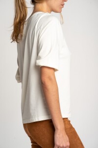 Remera Algodón Manga Globo Off White