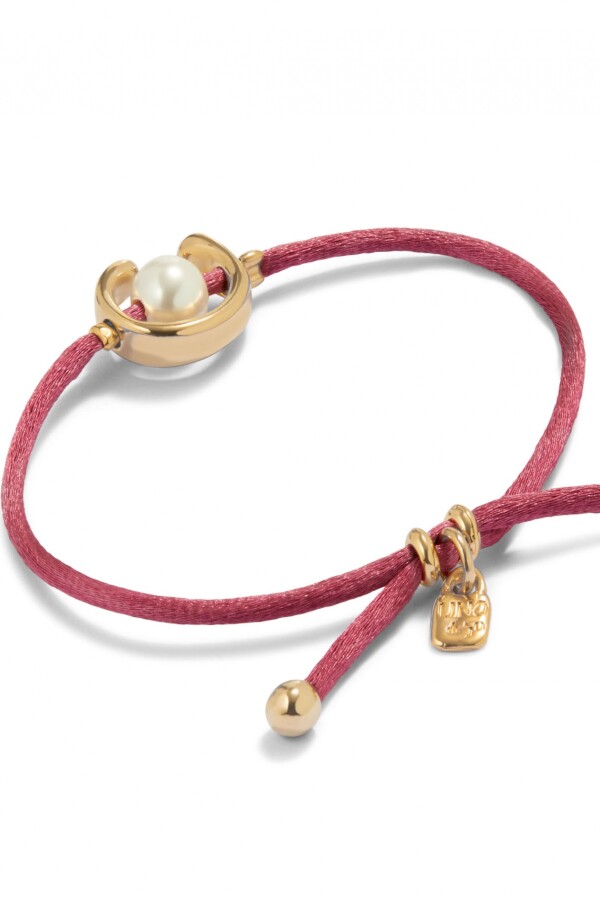 PULSERA DE HILO MALVA CON PERLA SHELL FORNITURA BAÑADA EN ORO 18K. Pulsera