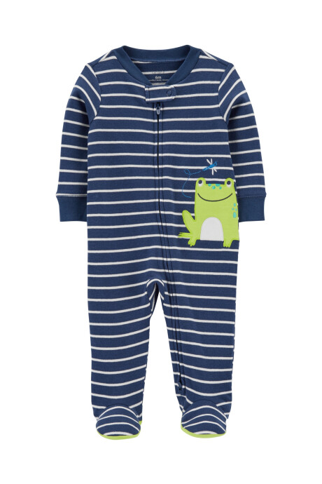 Pijama de algodón con pie y doble cierre 0