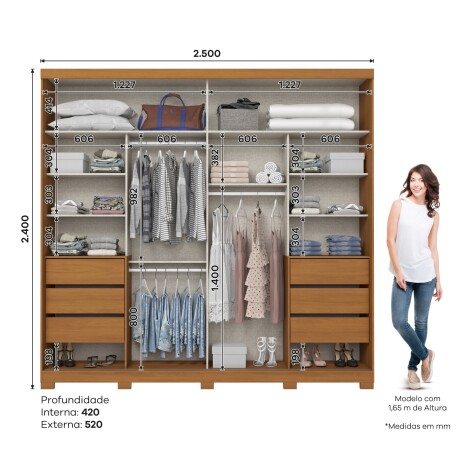 ROPERO CAYMAN 2 PUERTAS 6 CAJONES INTERNOS GUARDARROPA CLOSET ARMARIO 100% MDF OFF WHITE
