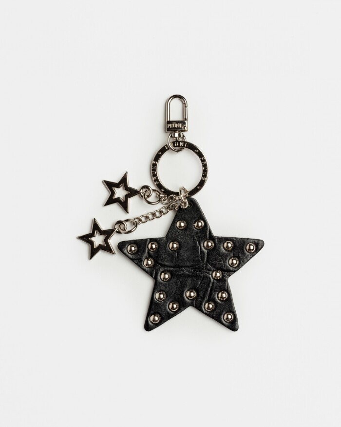 Llavero charm Kenia en cuero grabado big croco Negro