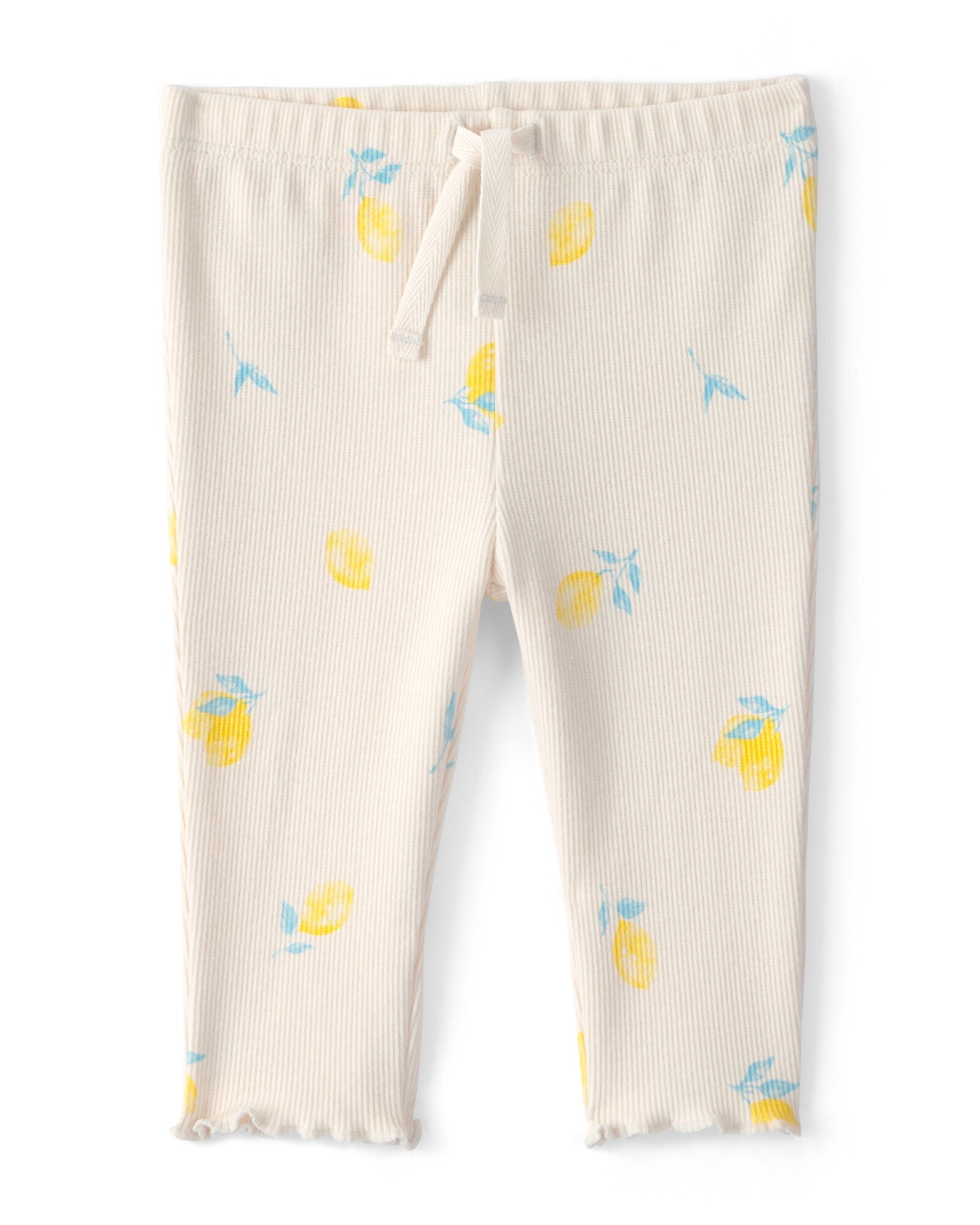 Pantalón de algodón acanalado, marfil, diseño limones Sin color