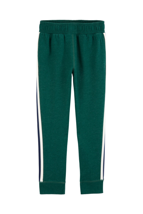 Pantalón de algodón, con franja lateral, verde Sin color