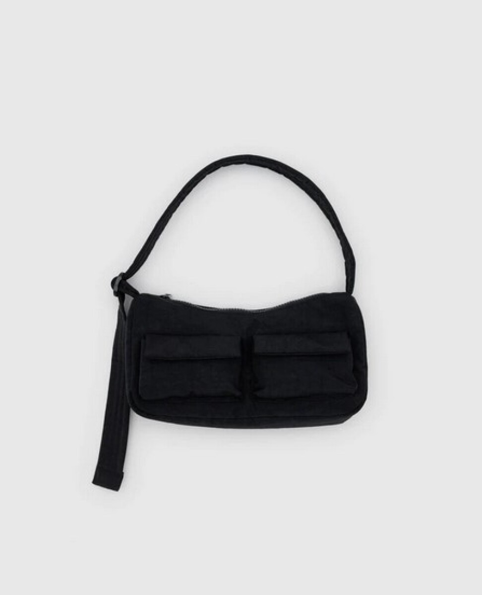 CARBAG - Cartera Nylon Bolsillos Al Frente Tipo Cargo Correa Corta Baggu - Negro 