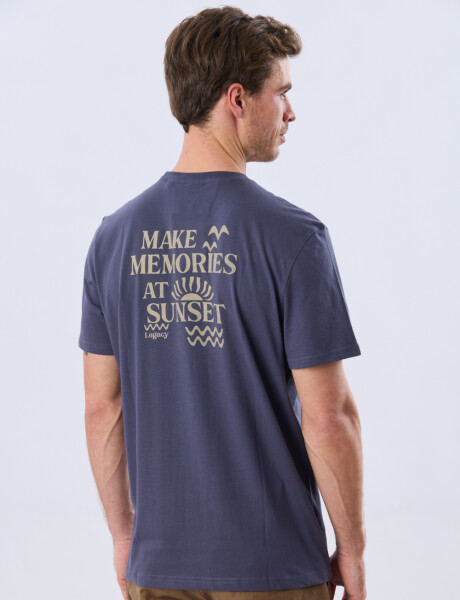 REMERA ESTAMPADA DE ALGODÓN Azul