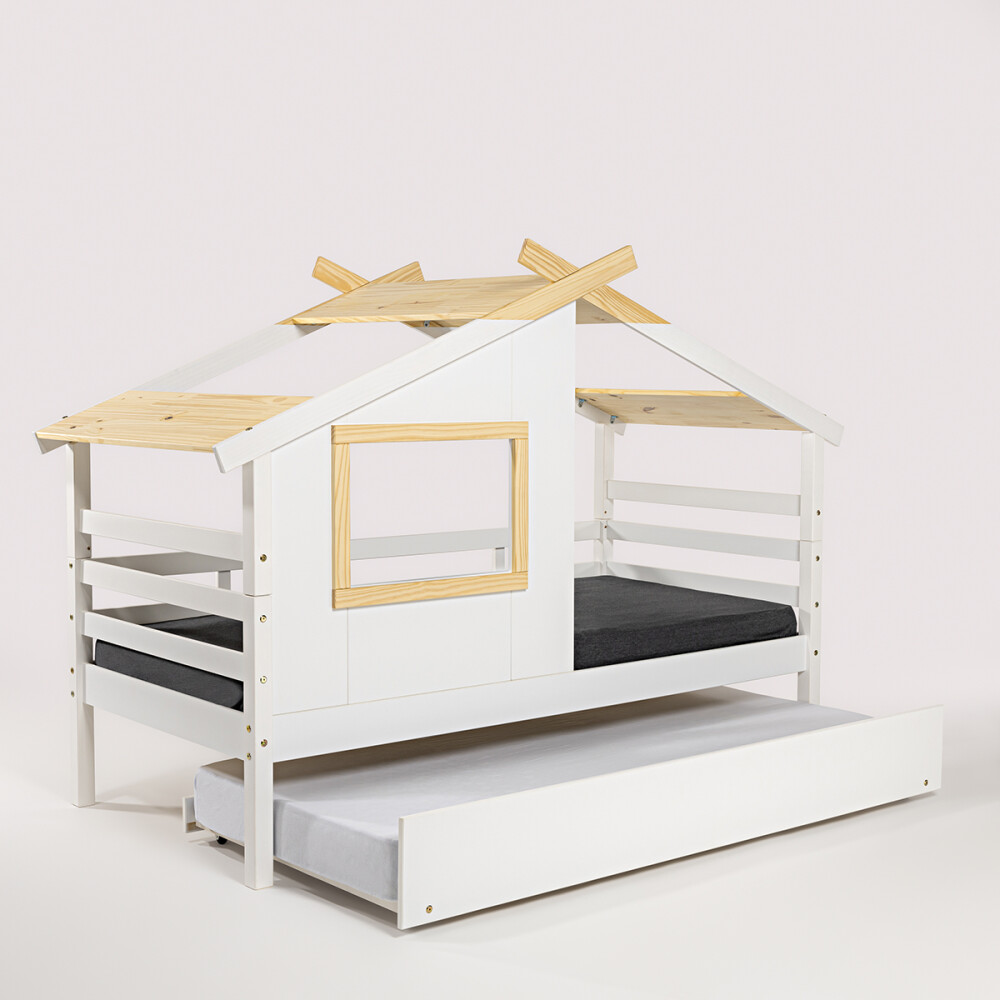 Cama con auxiliar Bicama Infantil - Modelo Casita Cama con auxiliar Bicama Infantil - Modelo Casita
