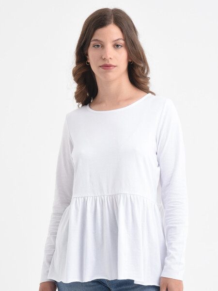 Camiseta manga larga peplum Blanco