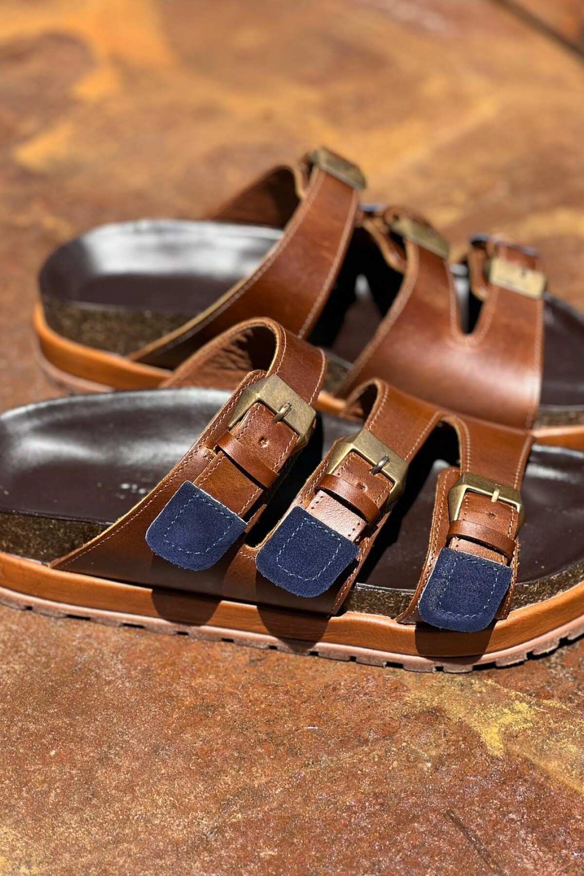 Te Fuiste Sandals Chocolate Con Azul