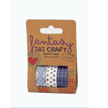 Cinta Adhesiva Ibi Craft 3 Rollos Tonos Azul