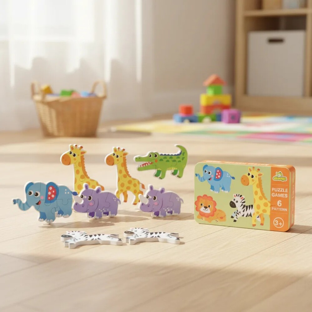 Puzzle divertido en lata animales selva