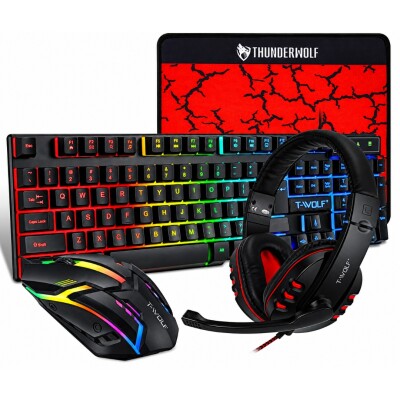 Combo gamer mouse, teclado, auriculares y paño TWOLF TF800 10 Combo gamer mouse, teclado, auriculares y paño TWOLF TF800 10