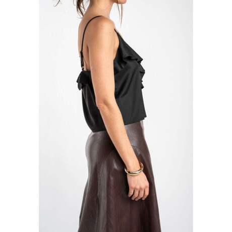 Musculosa Volado Saten Negro