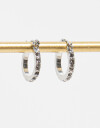 Aros Argollas Strass Argollas Con Strass - Plateado Rodio