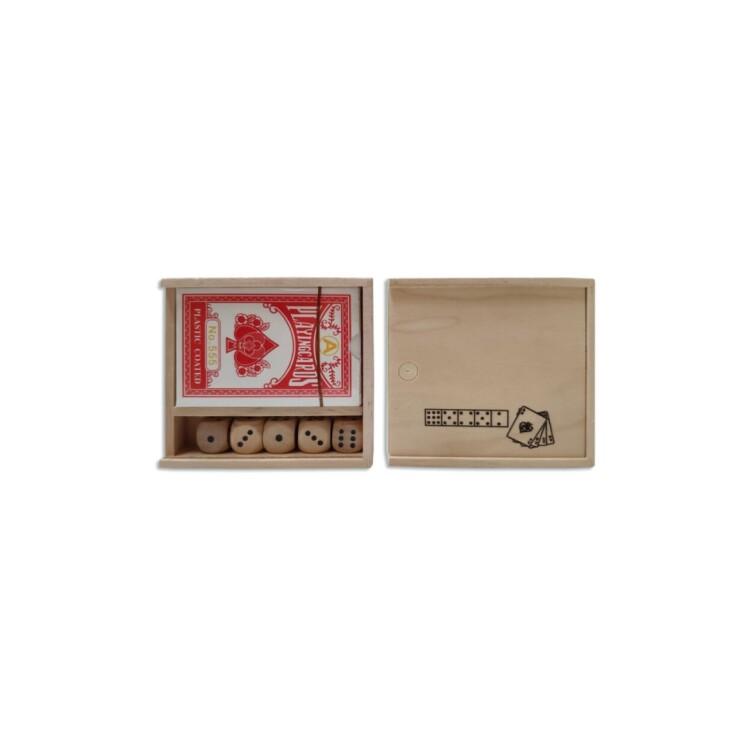 NAIPES Y DADOS EN CAJA MADERA NAIPES Y DADOS EN CAJA MADERA