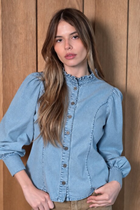 Camisa Mecha Denim Celeste