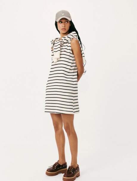 VESTIDO CORTO SIN MANGAS CON CUELLO TIPO POLO BLANCO