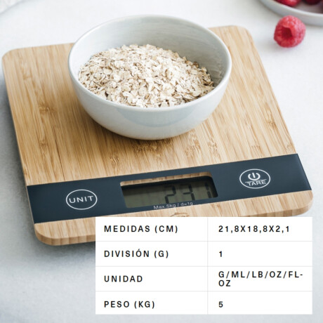 Balanza digital de cocina bamboo 5 kgs Balanza digital de cocina bamboo 5 kgs