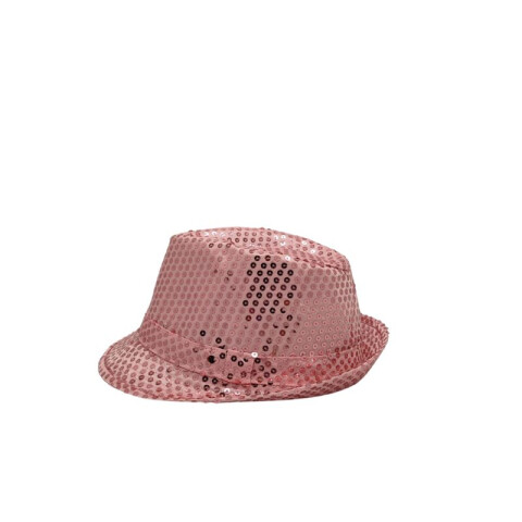 Sombrero Tipo Tango Lentejuelas con Luz Rosado