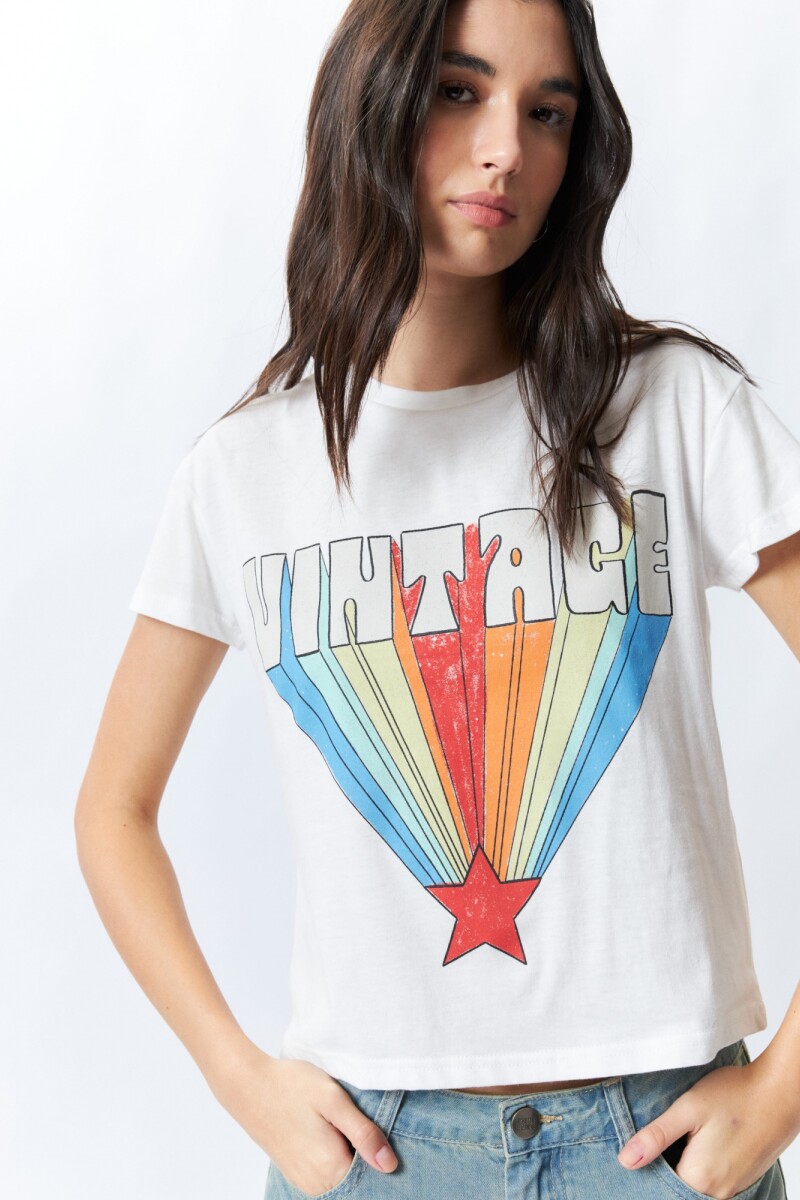 REMERA VINTAGE RAINBOW Blanco