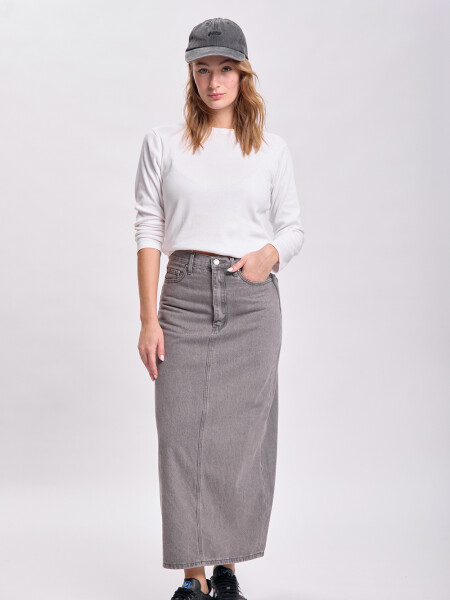 Pollera jean larga Gris