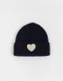 Gorro Romántico Gorro Tejido Con Corazón - Azul Medio