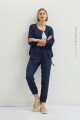 Pantalón de lyocell con cinto azul marino