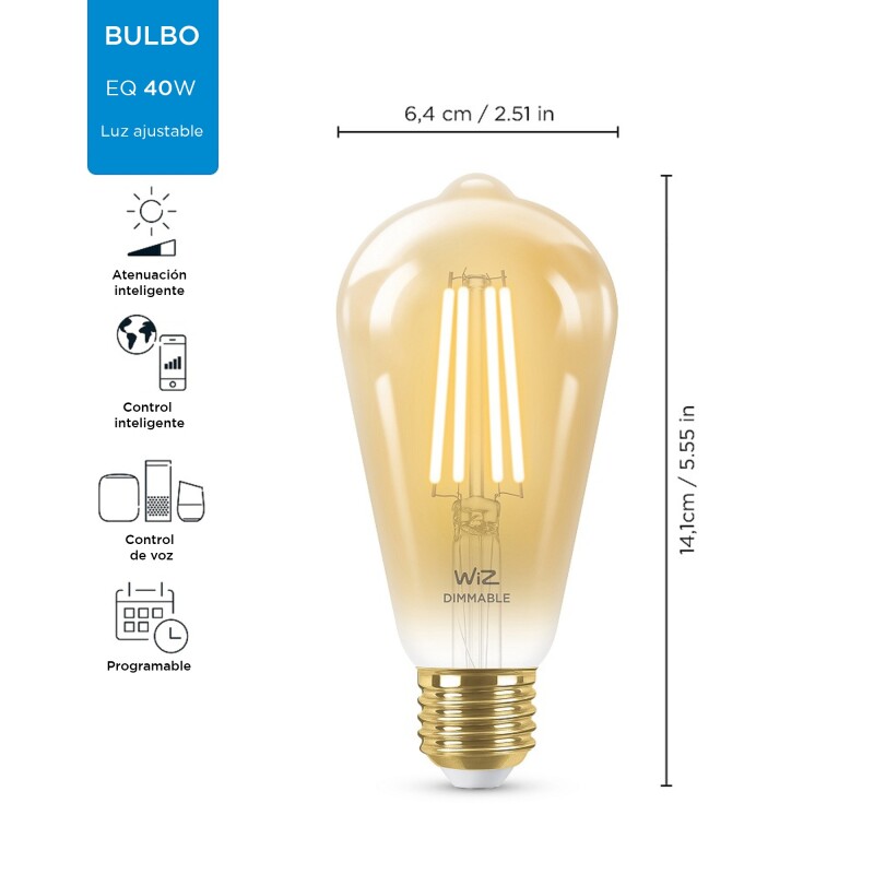 LAMPARA LED SMART VINTAGE 7W E27 ST64 PERA WIZ LAMPARA LED SMART VINTAGE 7W E27 ST64 PERA WIZ